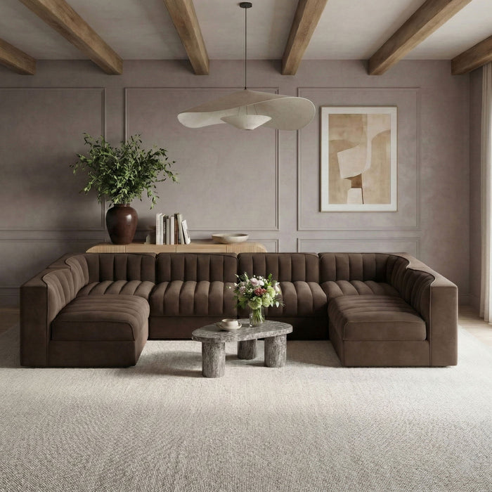 Rummi - Armless Velvet Performance Fabric Upholstered 6 Piece Modular Sectional - Simple Home Plus