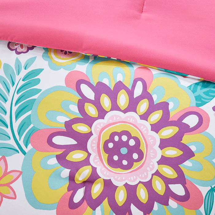 Camille - Floral Comforter Set - Pink
