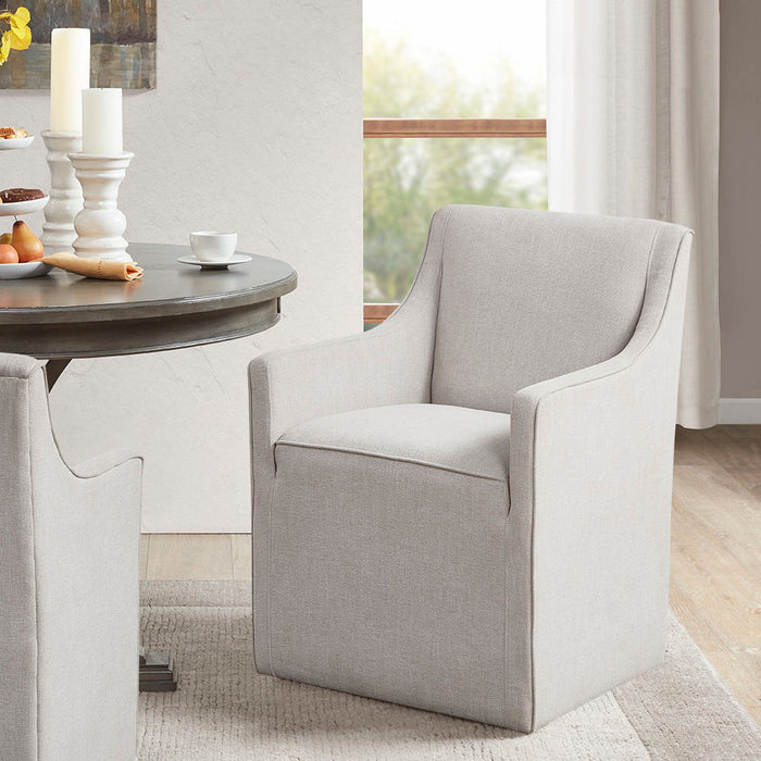 Charlotte - Slipcover Dining Arm Chair With Casters - Grey - Simple Home Plus
