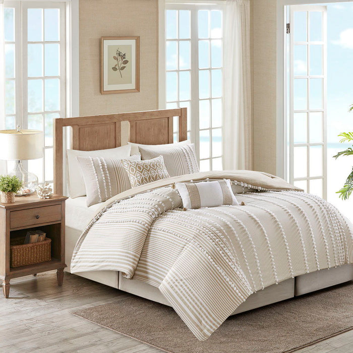 Anslee - Embroidered Square Decorative Pillow - Taupe - Simple Home Plus