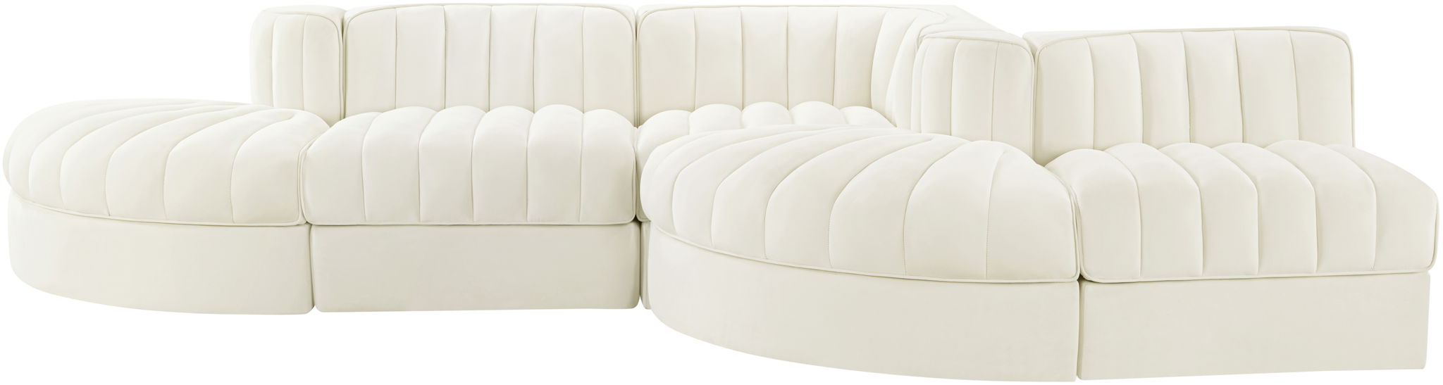 Rummi - Rounded Velvet Performance Fabric Upholstered 5 Piece Modular Sectional - Simple Home Plus