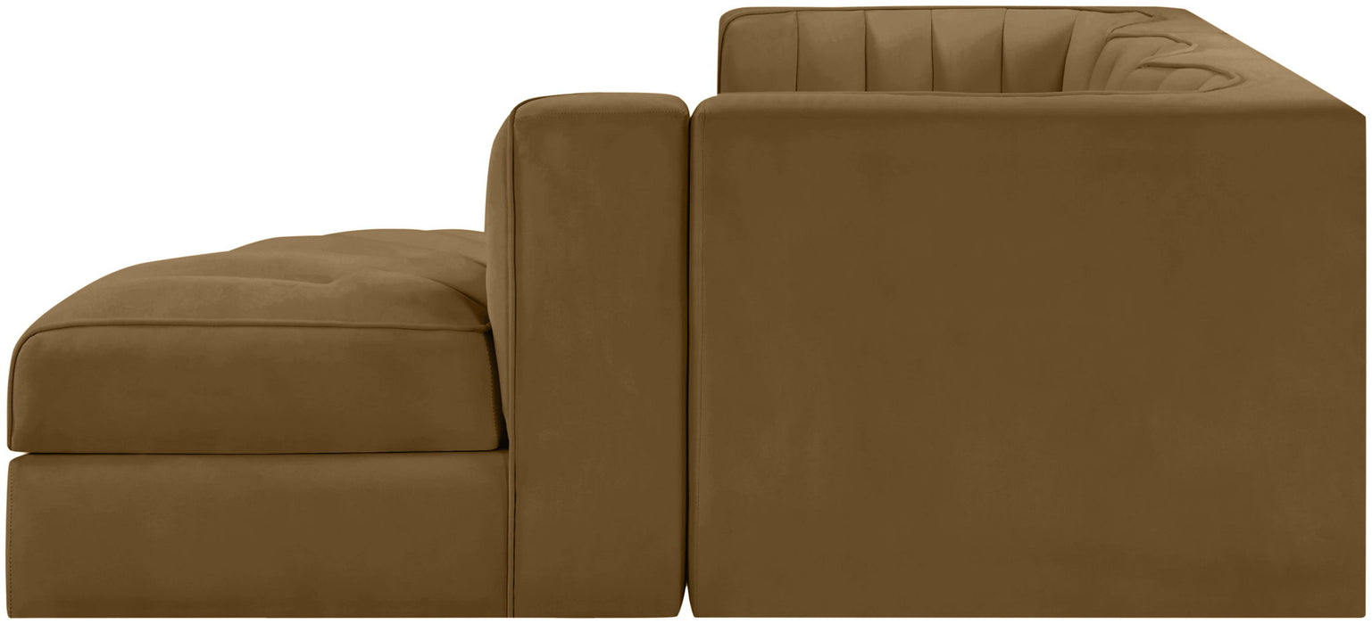 Rummi - Velvet Performance Fabric Upholstered 4 Piece Modular Sectional, With Reverse Corner Chair - Simple Home Plus