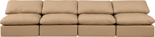 Indulge - Faux Leather 4 Piece Modular Armless Sofa - Tan - Simple Home Plus