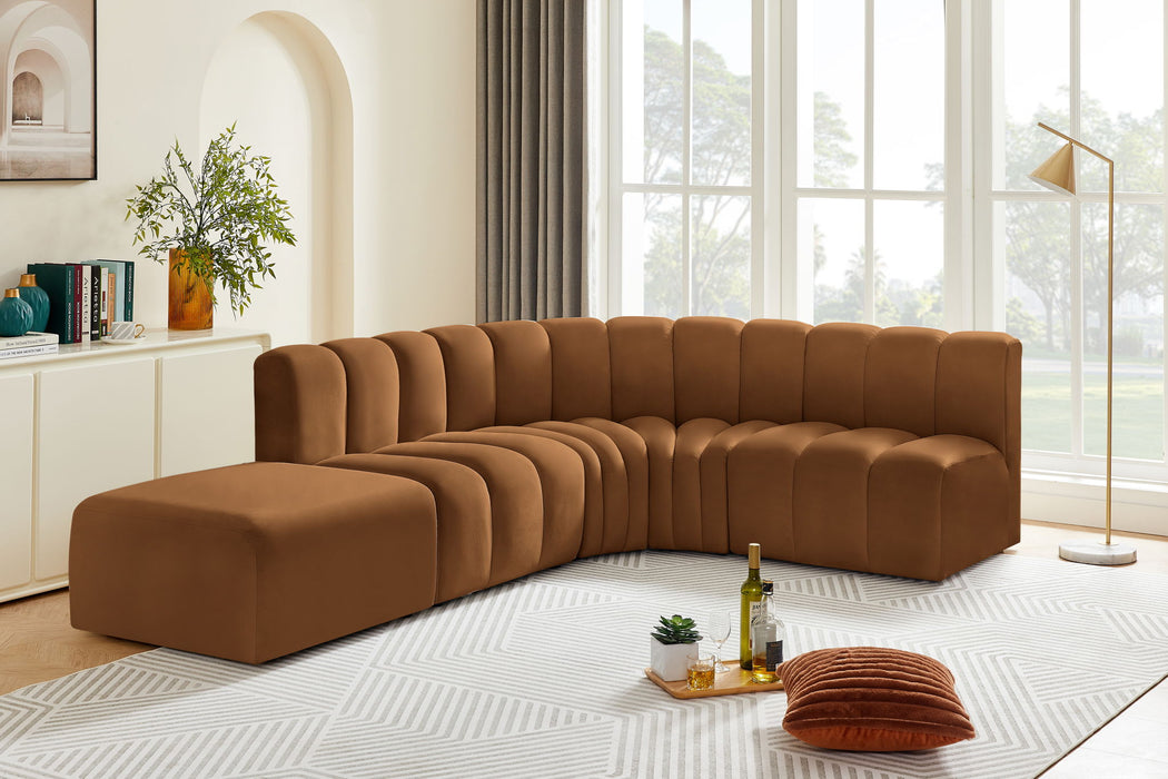 Arc - Velvet 5 Piece Corner Modular Sofa - Saddle - Simple Home Plus