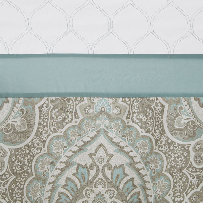 Shawnee - Printed And Embroidered Shower Curtain - Seafoam - Simple Home Plus