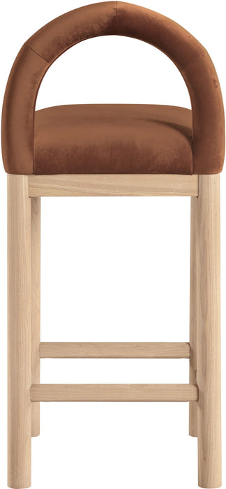 Conrad - Velvet Counter Stool With Natural Legs