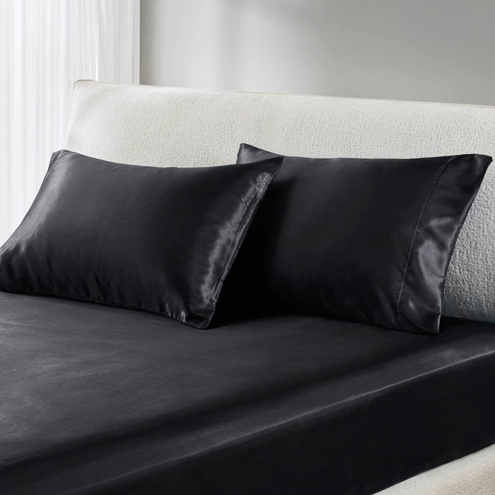 Satin - Pillowcases (Set of 2) Queen - Black - Simple Home Plus