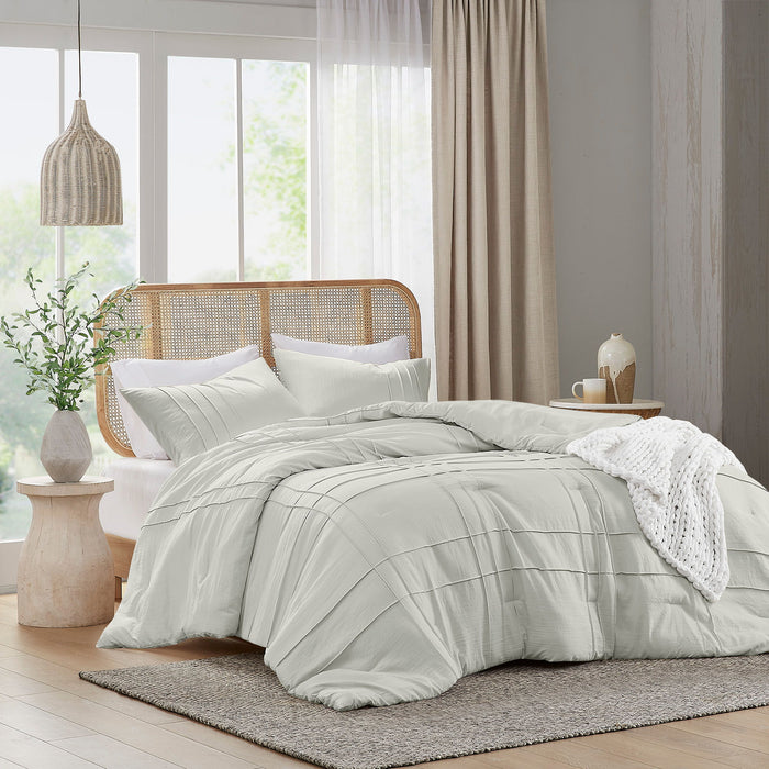 Porter - Soft Washed Pleated Comforter Set - Silver - Simple Home Plus
