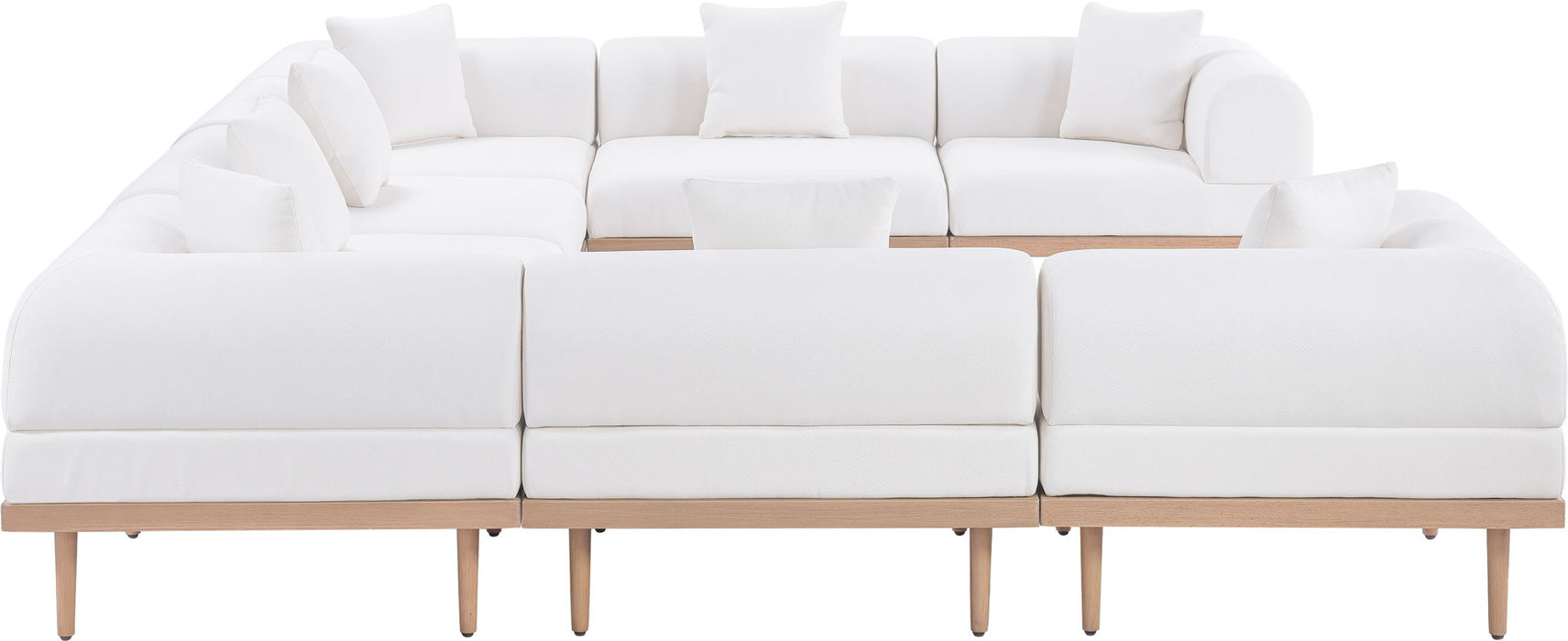 Laguna - 8 Piece Resilient Water Resistant Fabric 142" Upholstered Outdoor Patio Modular Sectional - Simple Home Plus