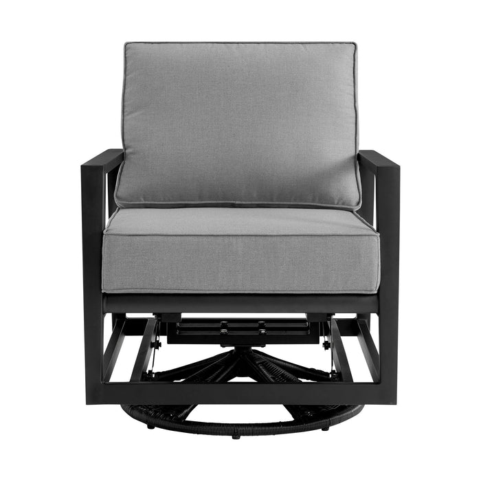Cayman - Black Aluminum Outdoor Swivel Glider Chair With Cushion - Black / Dark Gray - Simple Home Plus
