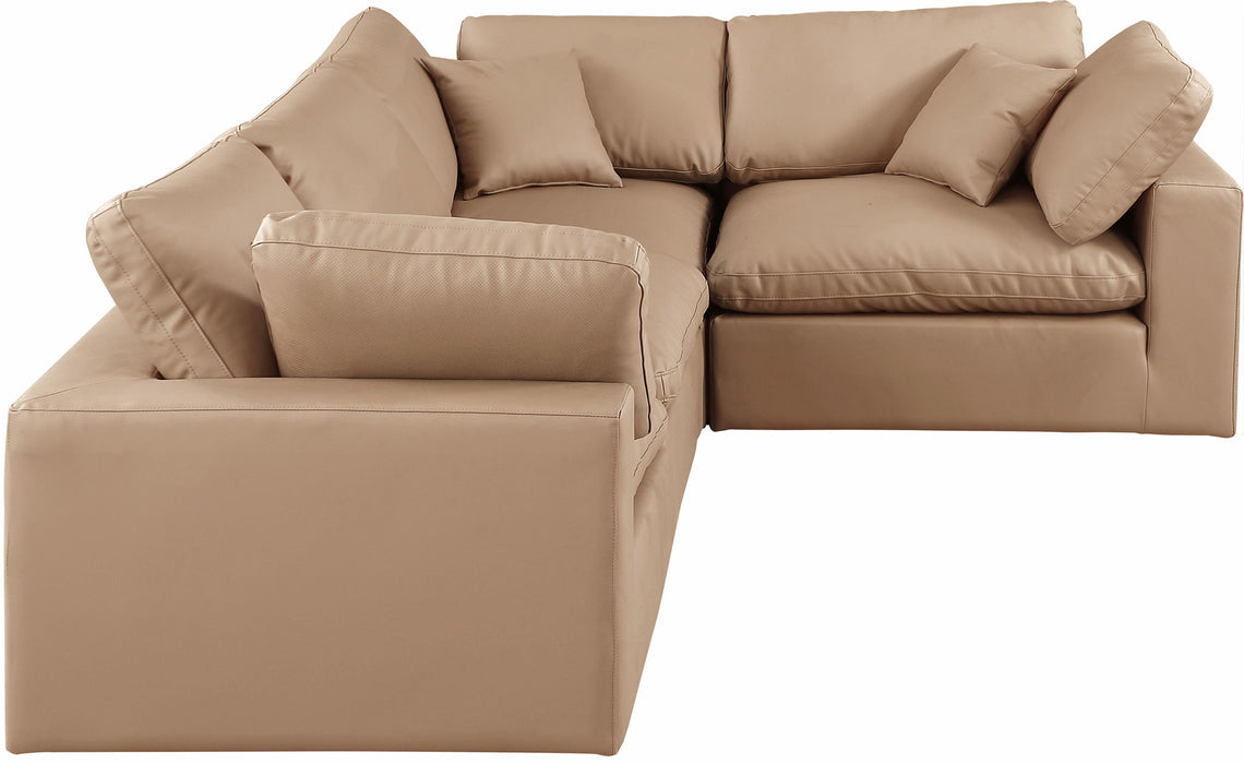 Comfy - 4 Piece Faux Leather Modular Sectional - Tan - Simple Home Plus