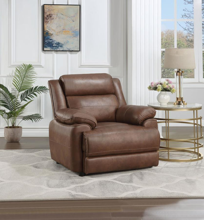 Ellington - Upholstered Padded Arm Accent Chair - Dark Brown - Simple Home Plus