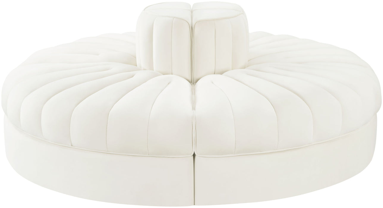 Rummi - Round Velvet Performance Fabric Upholstered 4 Piece Modular Sofa - Simple Home Plus