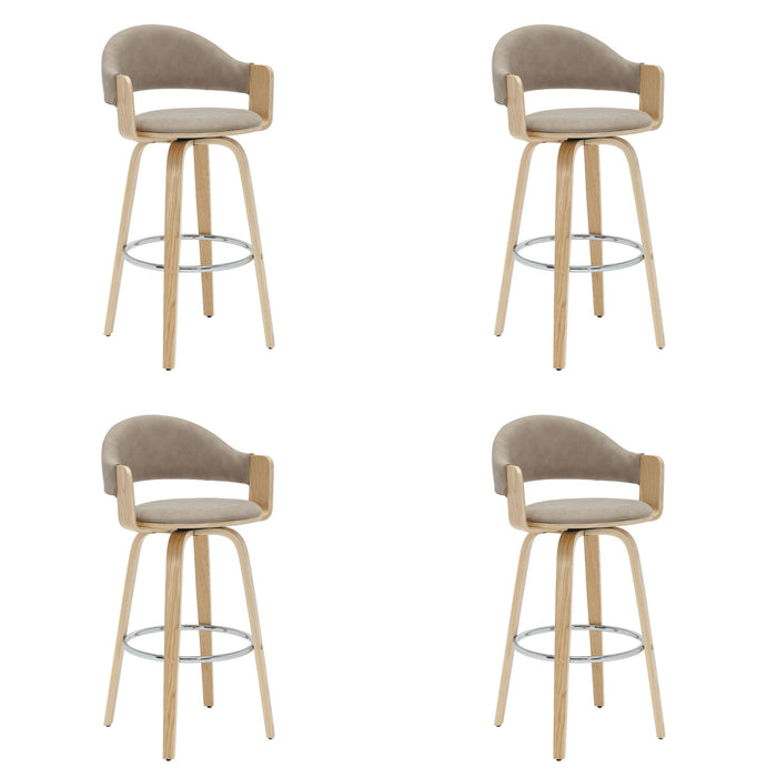 Daxton - Swivel Bar Height Round Back Wood Bar Stool With Faux Leather Seat