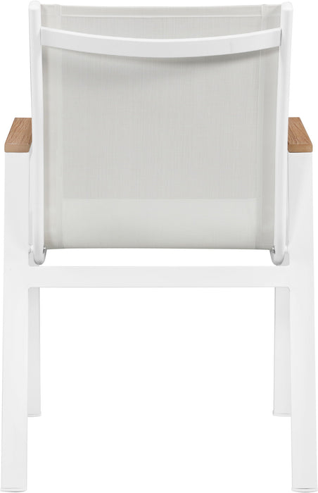 Nizuc - Outdoor Patio Dining Arm Chair With White Frame And Natural Arms (Set of 2)