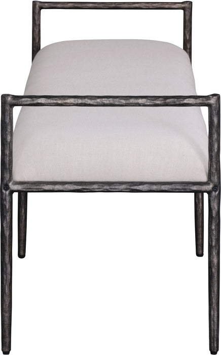 Axis - Linen Textured  Beige Fabric Upholstered Bench - Simple Home Plus