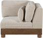 Turin - Chenille Fabric Upholstered Modular Corner Chair - Taupe / Brown Walnut - Simple Home Plus