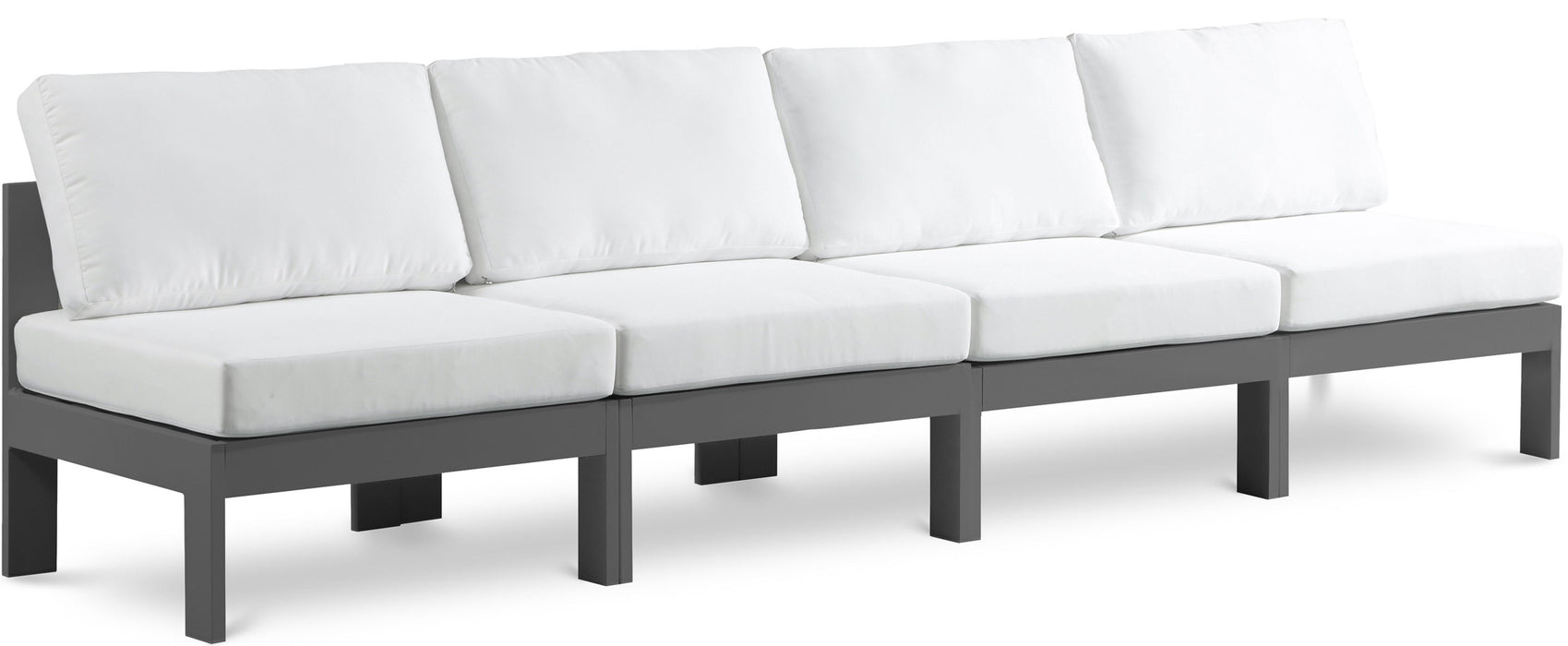Nizuc - Outdoor Patio 4 Seat Armless Modular Sofa With Gray Frame - Simple Home Plus