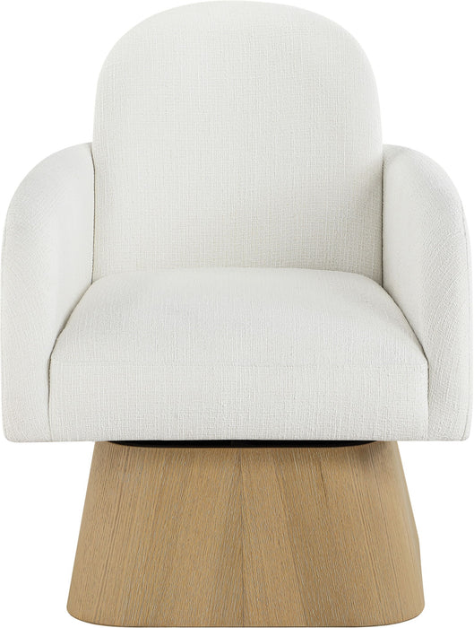 Marlowe - Linen Textured Fabric Upholstered Swivel Accent Chair - Stained Natural - Simple Home Plus