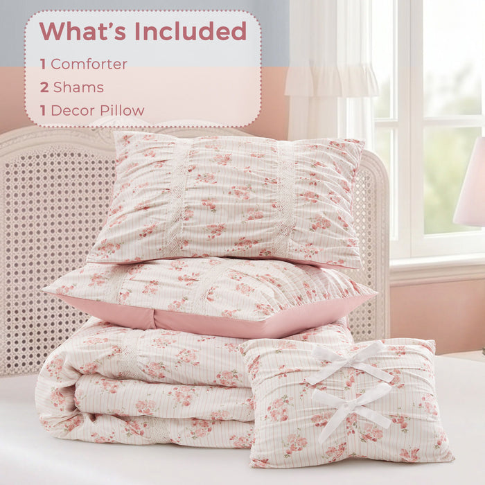 Anabelle - Queen Comforter Set - Pink