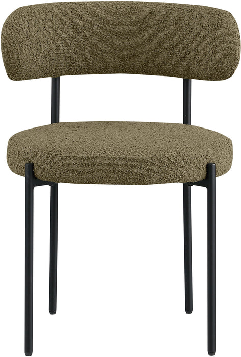 Beacon - Boucle Fabric Dining Chair With Black Legs (Set of 2) - Olive Green - Simple Home Plus