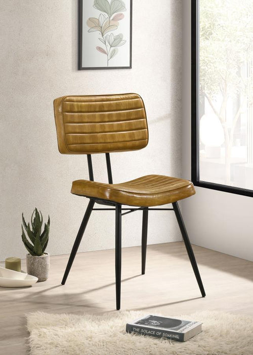 Misty - Leather Upholstered Dining Side Chair (Set of 2) - Camel - Simple Home Plus