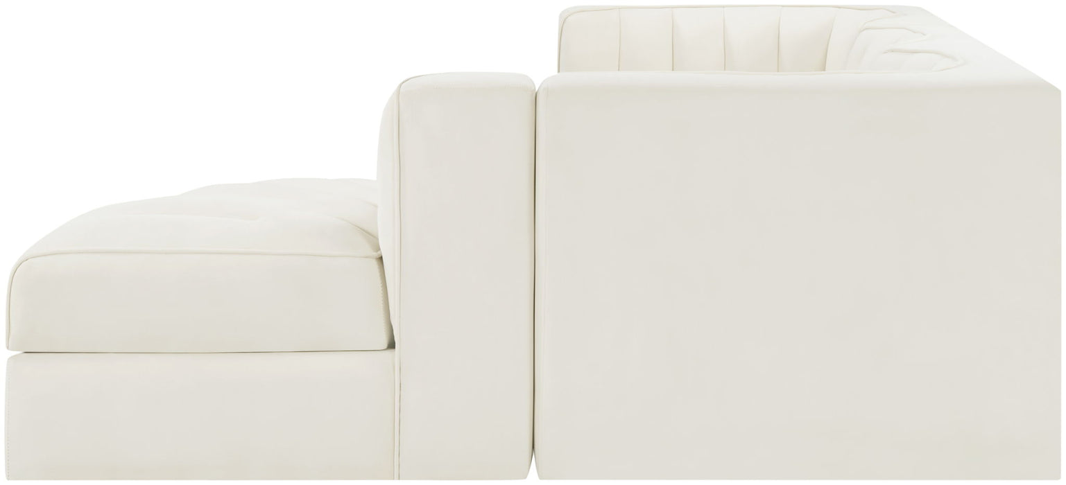 Rummi - Velvet Performance Fabric Upholstered 4 Piece Modular Sectional, With Reverse Corner Chair - Simple Home Plus