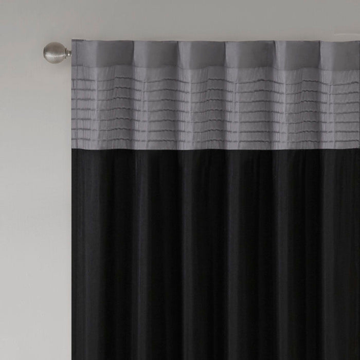 Amherst - Polyoni Pintuck Window Panel - Black - Simple Home Plus