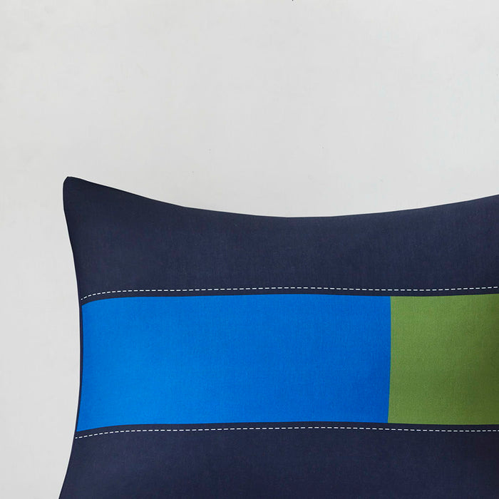 Morris - Twin Stripe Printed Comforter Set - Multi - Simple Home Plus