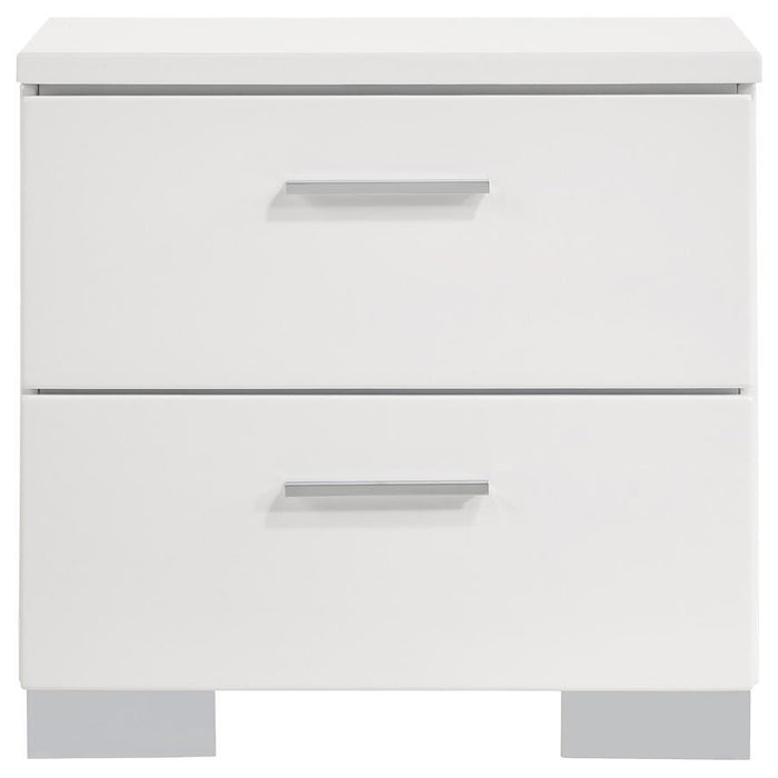 Felicity - 2-Drawer Nightstand - White High Gloss - Simple Home Plus