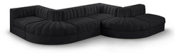 Rummi - Rounded Velvet Performance Fabric Upholstered 6 Piece Modular Sectional - Simple Home Plus