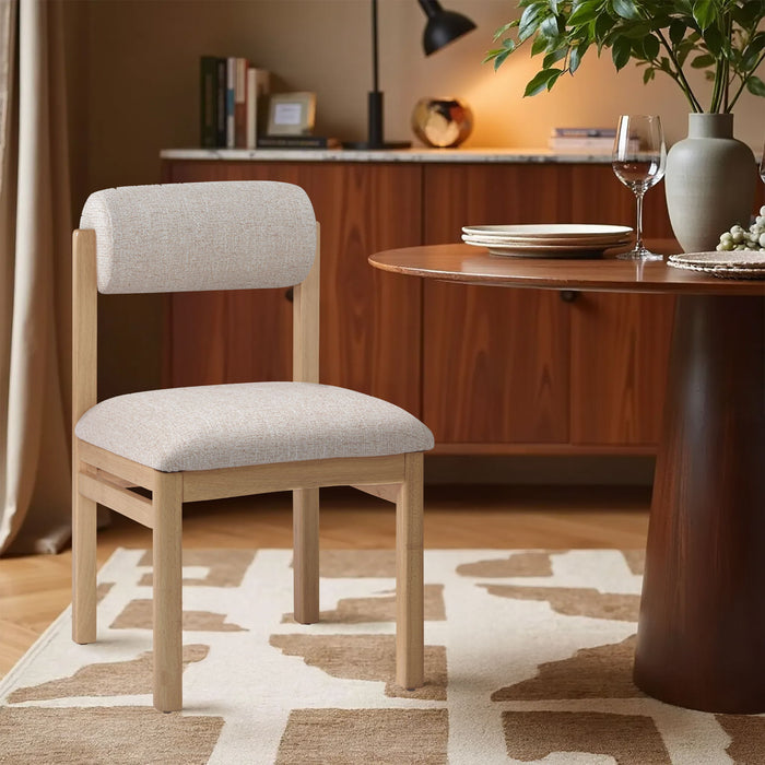 Roundhill - Fabric Dining Chair (Set of 2) - Natural Frame - Simple Home Plus