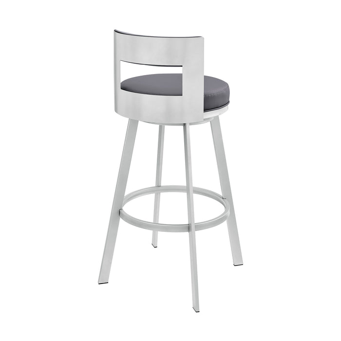 Lynof - Swivel Bar Stool - Brushed Stainless Steel Finish