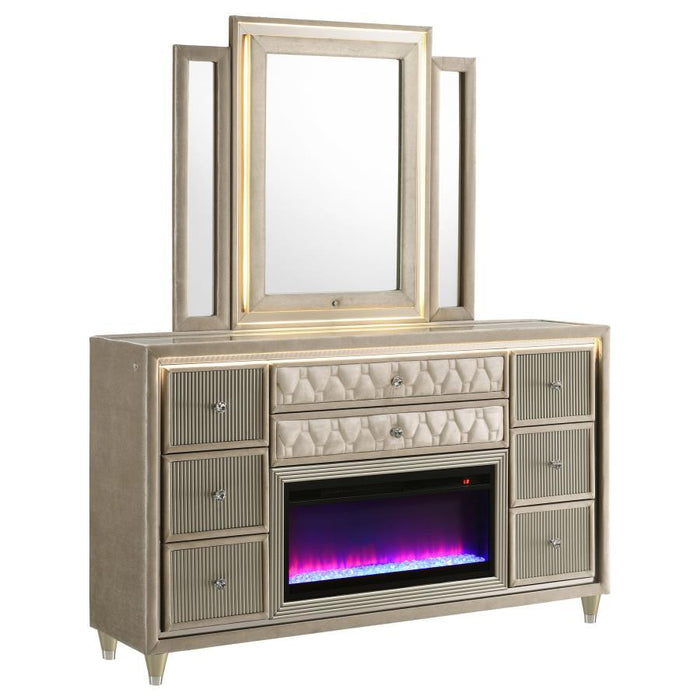 Lorient - 8-Drawer LED Bedroom Flame Box Dresser - Simple Home Plus