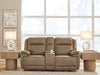 Glencroft - Power Reclining Loveseat With Console / Adjustable Headrest - Sahara - Simple Home Plus