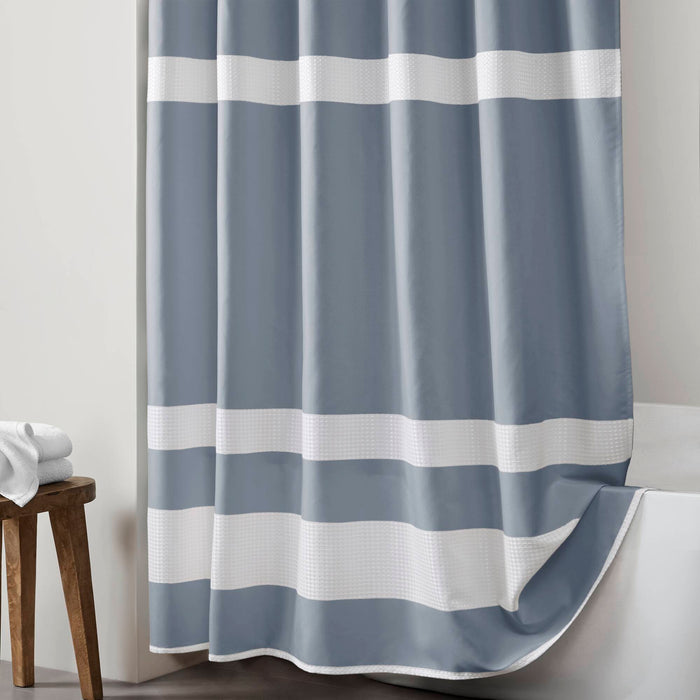Spa Waffle - 72" x 78" Shower Curtain With 3M Treatment - Dark Blue - Simple Home Plus