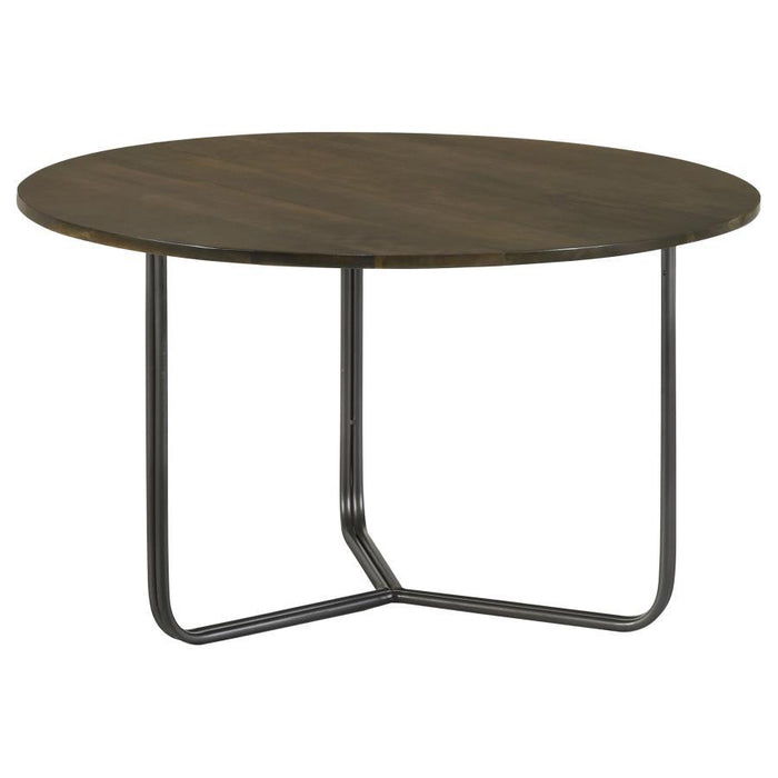 Yaritza - Round Mango Wood Coffee Table - Natural And Gunmetal - Simple Home Plus
