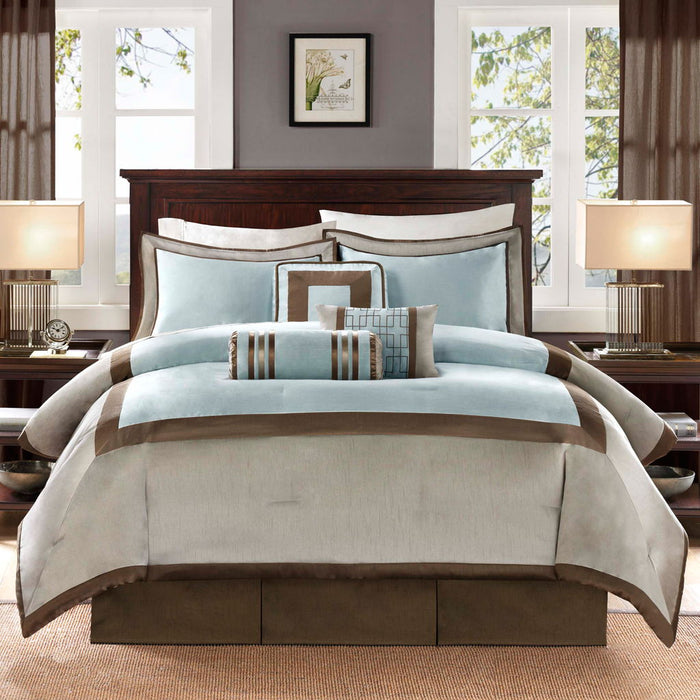 Genevieve - Queen Comforter (Set of 7) - Blue - Simple Home Plus
