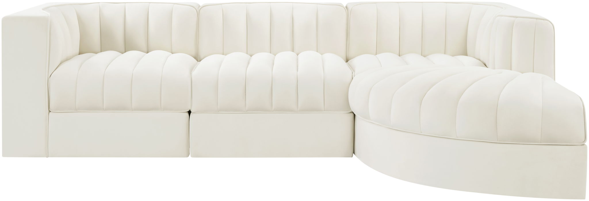 Rummi - Velvet Performance Fabric Upholstered 4 Piece Modular Sectional, With Reverse Corner Chair - Simple Home Plus