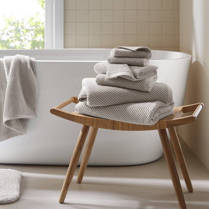 Diagonal Ribbed - 6 Piece Towels Set - Gray - Simple Home Plus