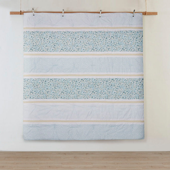 Caralie - 5 Piece Seersucker Comforter Set With Throw Pillows - Aqua