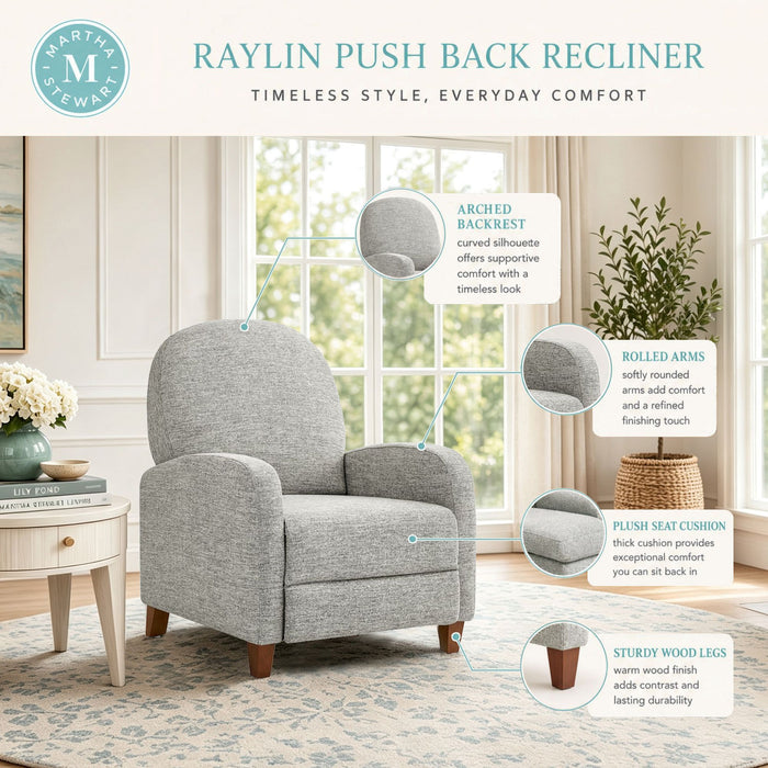 Raylin - Upholstered Push Back Recliner - Gray
