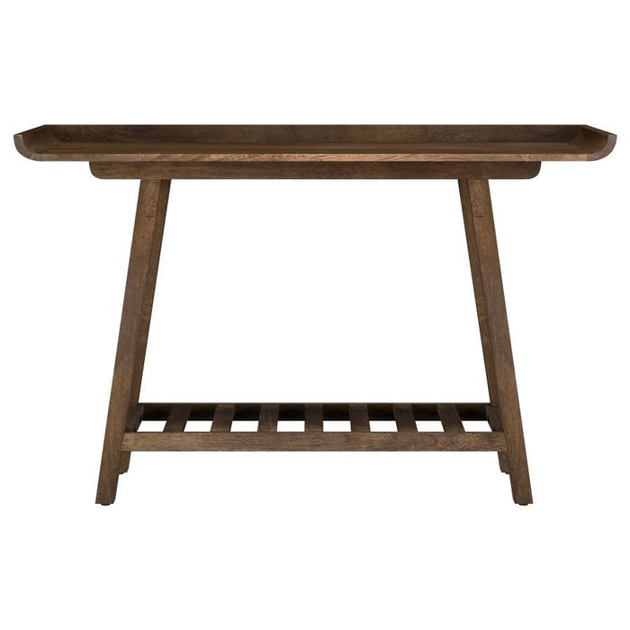 Ornelas - Console Table With Slatted Shelf - Mango Brown - Simple Home Plus