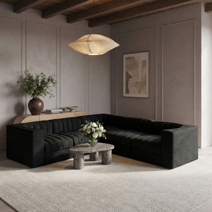 Rummi - Symmetrical Velvet Performance Fabric Upholstered 5 Piece Modular Sectional - Simple Home Plus