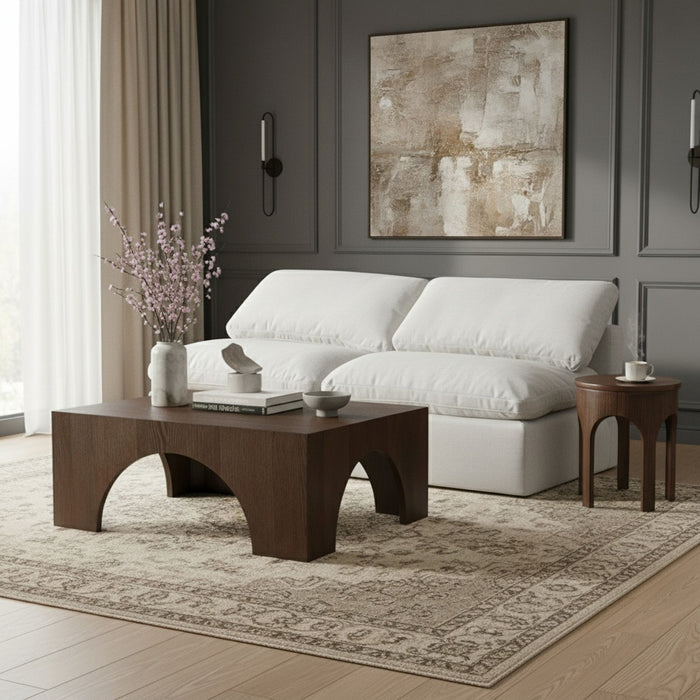 Indulge - Linen 2 Piece Modular Armless Sofa - White - Simple Home Plus