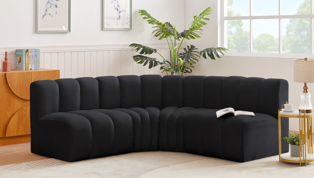 Arc - Velvet 4 Piece Corner Modular Sofa - Simple Home Plus