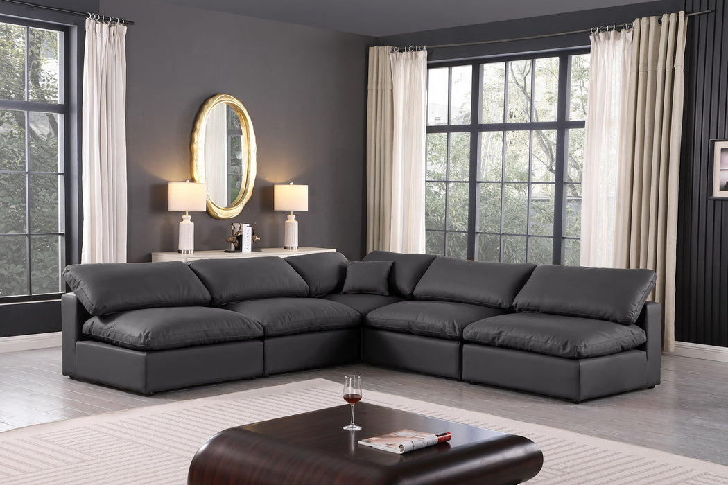 Comfy - 5 Piece Faux Leather Modular Corner Armless Sectional - Simple Home Plus