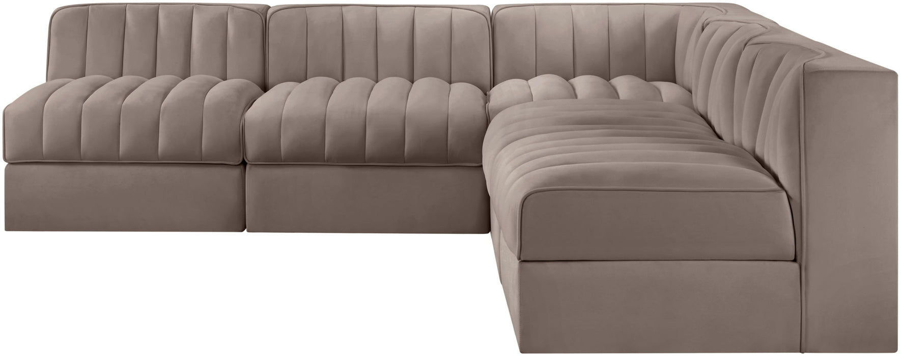 Rummi - Armless Velvet Performance Fabric Upholstered 5 Piece Modular Sectional - Simple Home Plus