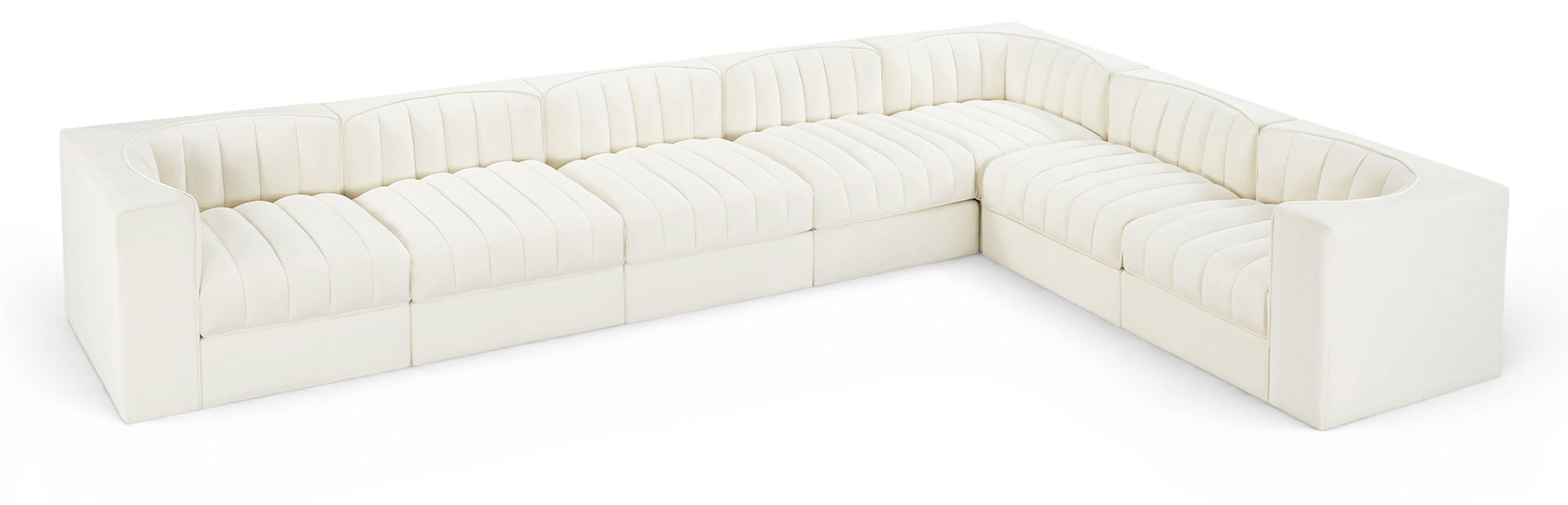 Rummi - Velvet Performance Fabric Upholstered 7 Piece Modular Sectional (With 3 Corner Chairs) - Simple Home Plus