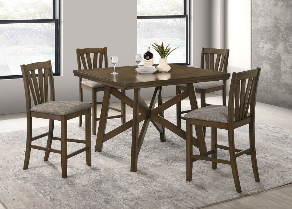 Canfield - 5 Piece Counter Height Dining Set - Brown - Simple Home Plus